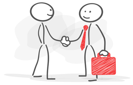 stickman businessman contract handshake red